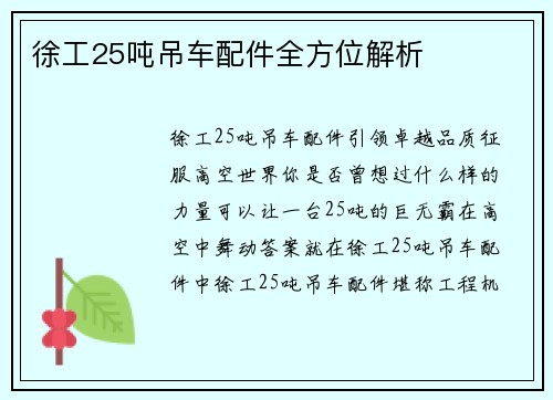 徐工25吨吊车配件全方位解析